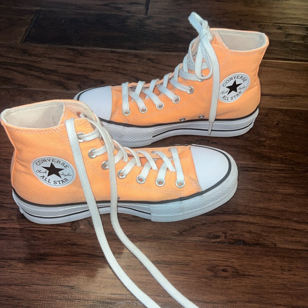 Converse Allstar Chuck Taylor platform high top sneakers neon pastel orange sz 7